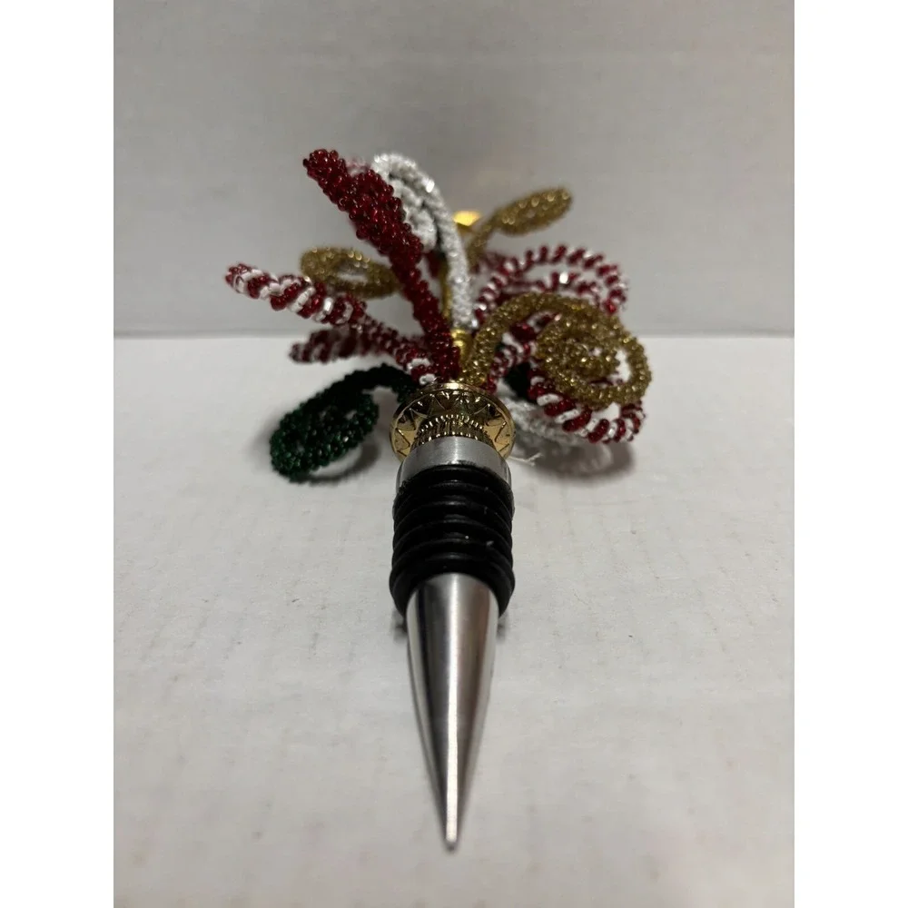 Pier 1 Imports Christmas Holiday Wine Bottle Stopper‎ Festive Oversized curls